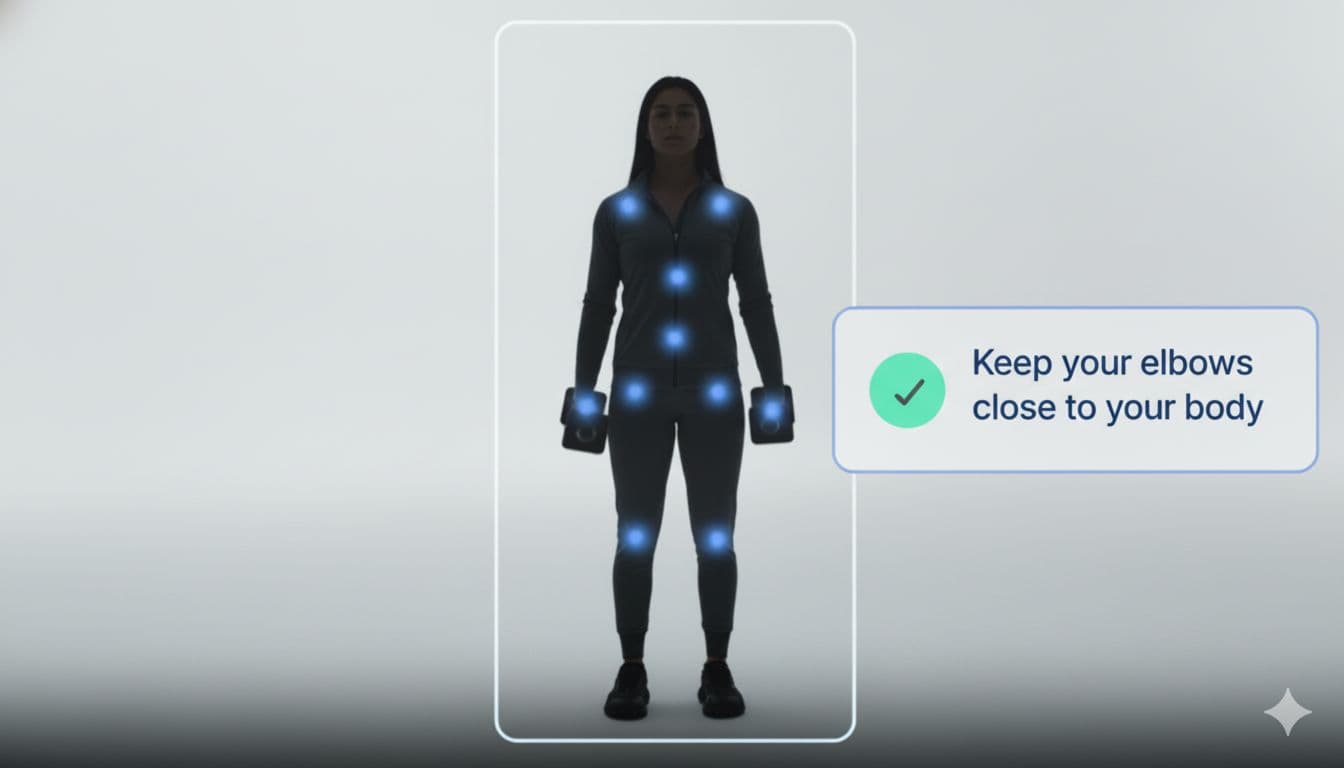 Person doing yoga with AI posture correction